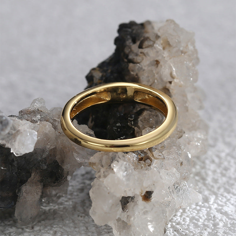 R0573 Fashion Simple Glossy Minimalist Unisex Ring Micro Pave White Zircon Versatile