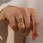 2H High-Quality Vintage Style Open Ring with Diamond Snake Shape for Women, Versatile Ring