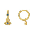 Gold-Plated Brass Evil Eye CZ Earrings — Polished Silhouette with gold-tone brass construction