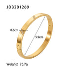 Vintage Open Gold Bracelet Non-Fading Stainless Steel Bangle Women Zircon Bracelet