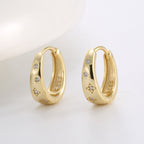 SE0085 S925Silver plating14K Gold Simple Design Earrings for Women with Micro Pave Zirconia