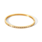 2H  Bracelet for Women, Versatile Fashion Stainless Steel18K Gold Inlaid White Square Zircon Bracelet