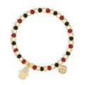 Gold-Plated Brass Floral Beaded CZ Bracelet — Everyday Design with gold-tone brass construction