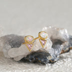 E0367 Geometric Design Triangle Pink Zircon Stud Earrings for Women Modern Minimalist Inlaid Opal Earrings