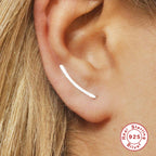 S925Pure Silver Minimalist Line Ear Hooks Ear Studs Ear Jewelry Hot-Selling Earrings Ear Clips