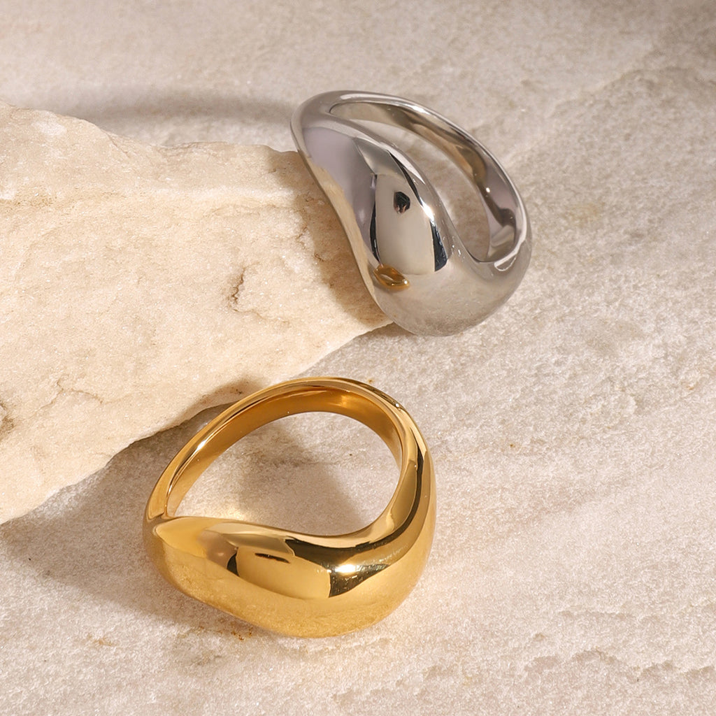 Exaggerated Stainless Steel Ring18k Goldware ring