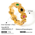 Floral Cubic Zirconia Gold-Tone Stainless Steel Ring with gold-tone stainless steel construction