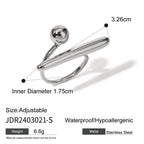 2H 18K Gold Stainless Steel/Geometric Minimalist Open Ring Cool Style Unique Design Steel Color Ring