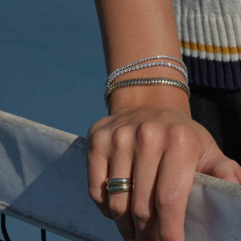 Stainless Steel Zircon Stacking Bracelet Jewelry Non-Fading