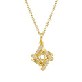 Gold-Plated 925 Sterling Silver Cubic Zirconia Square Necklace — jewelry construction