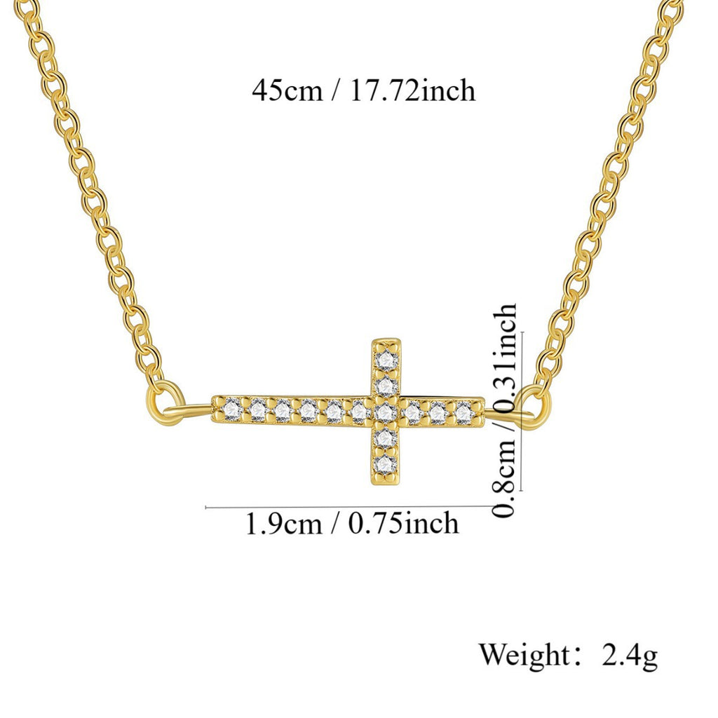 N0249 Simple Design Necklace for Women Fashionable Elegant Cross Zircon Choker