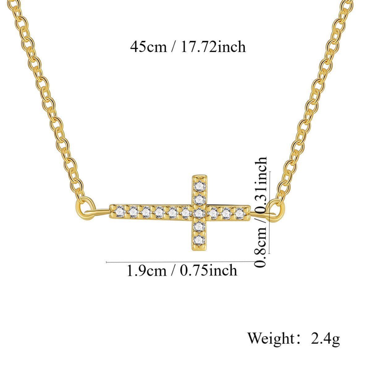 N0249 Simple Design Necklace for Women Fashionable Elegant Cross Zircon Choker