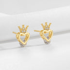 SE0271 Crown Heart Earrings for Women925Sterling Silver Ear Piercing Earrings Design Sense Ear Jewelry