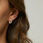 E0353 Vintage Opal Pearl Earrings Fairy Zircon Pearl Studs Evening Jewelry for Women