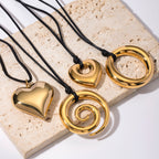 18K Gold Stainless Steel Wax Rope Circle Necklace Same Style Trendy Curved Tube Necklace