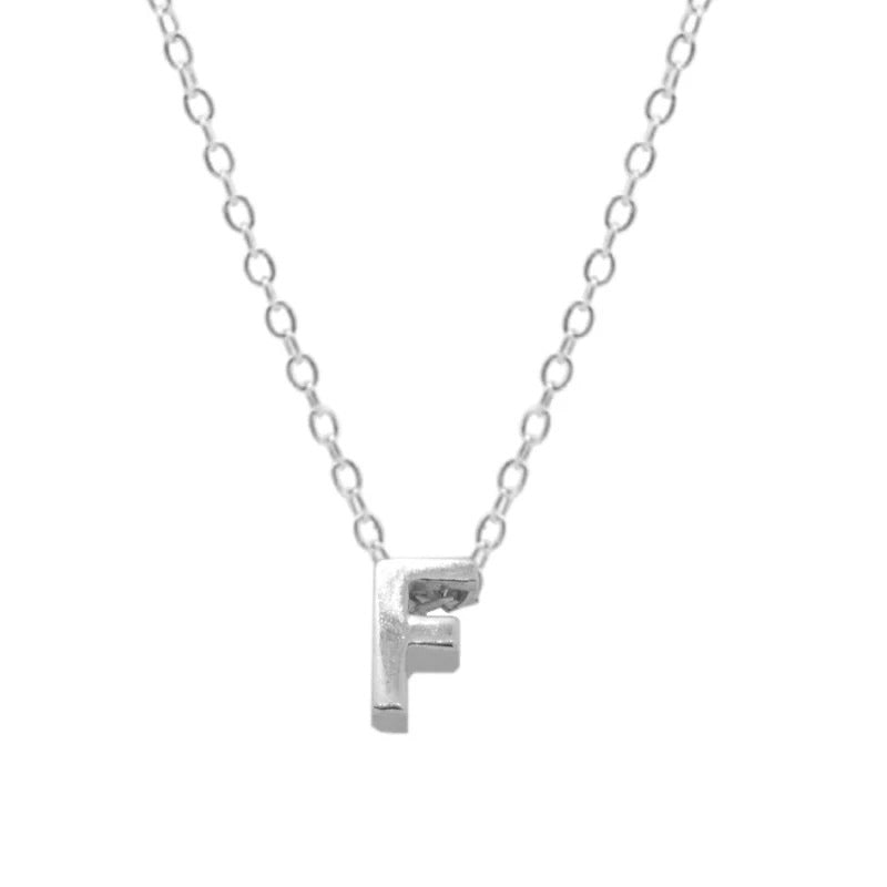 Sterling Silver 26 Letter Pendant Necklace Polished Collarbone Chain