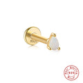 Unisex Sterling Silver Opal Threaded Ear Bone Stud Earrings — fashion jewelry image 11 — jewelry finish and design detail