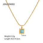 2025New Year's Stainless Steel Blue Cat's Eye Square Necklace Design Fashion Item