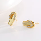 E0763 Creative Design Heartfelt Flip-Flop Earrings for Women Fashion Gold-Plated Zirconia Ear Jewelry