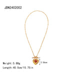 18k Gold Stainless Steel Red Agate Love Heart Necklace Pendant Earrings Ring