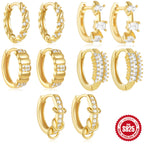 New S925Pure Silver Classic Diamond-Studded Small Round Geometric Hoop Earrings Hot-Selling Creative Ear Jewelry