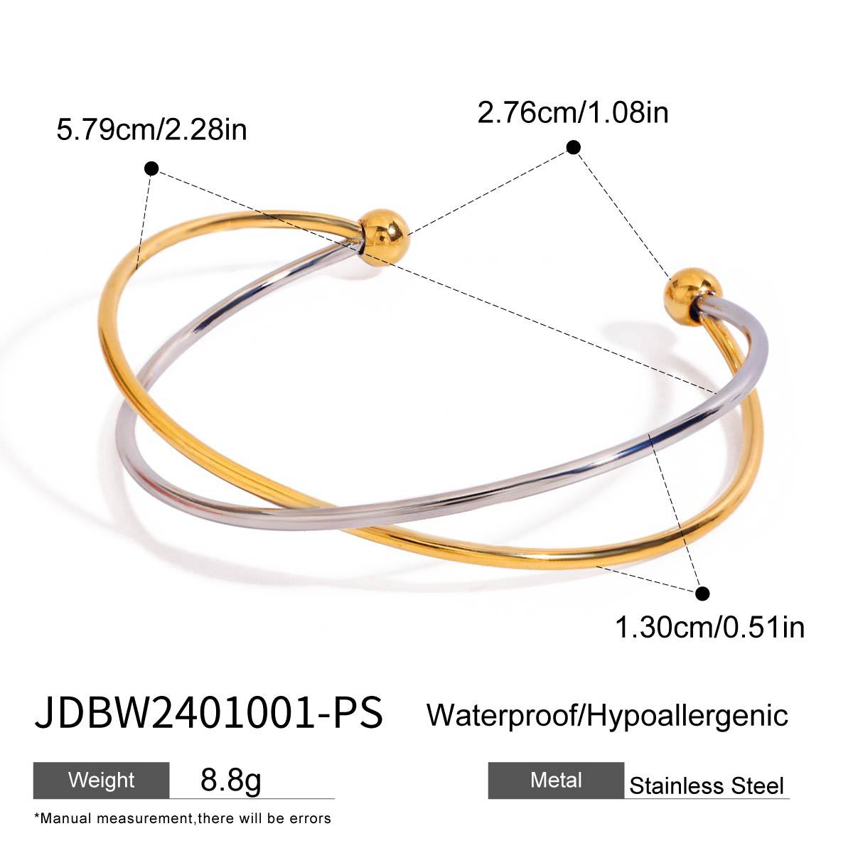 2H Stainless Steel Cross Bracelet Non-Fading Jewelry Bangle