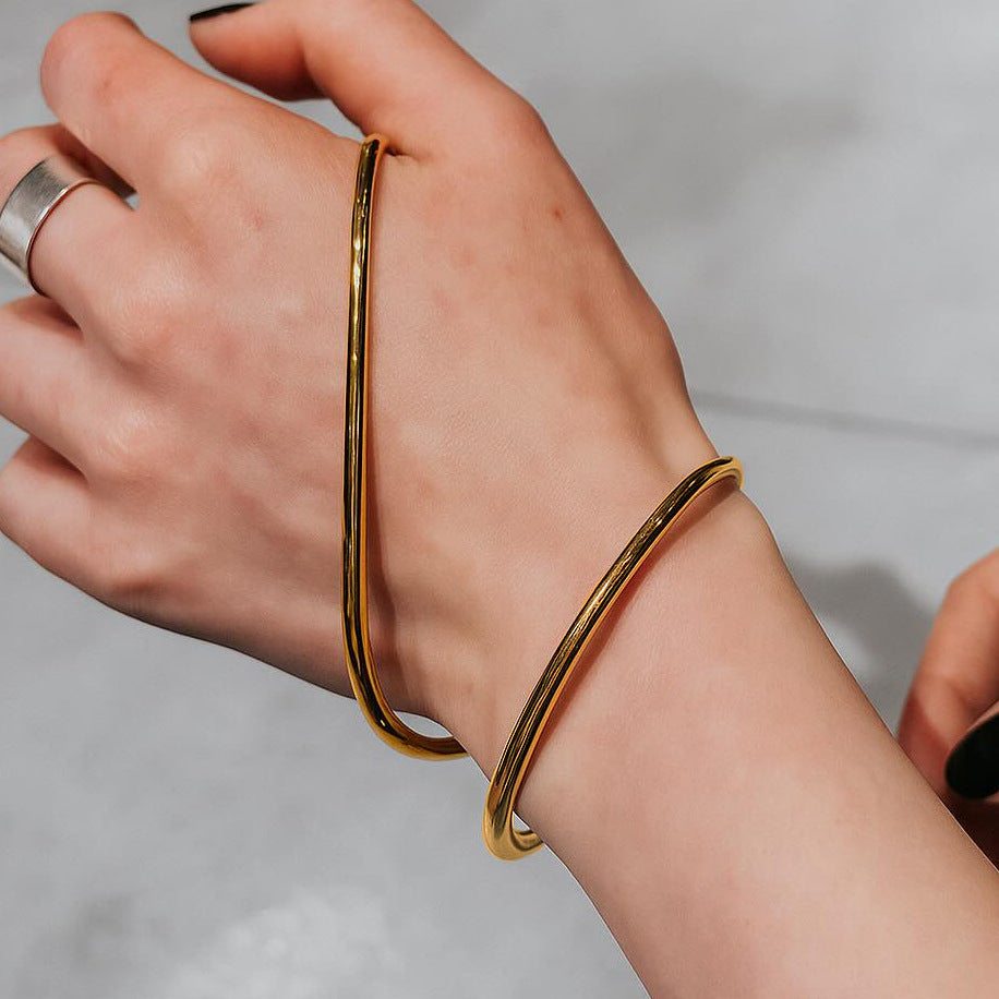 gold Bracelet Non-Fading Stainless Steel Jewelry Line Open Bracelet Accessories