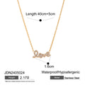 Initial Cubic Zirconia Stainless Steel Necklace in Gold-Tone with gold-tone stainless steel construction