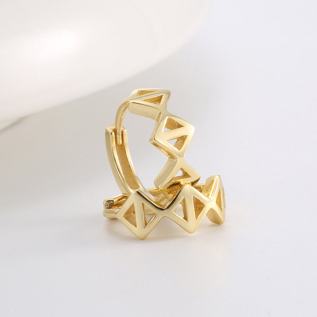 SE0105 S925Silver plating14K Gold French Style Geometric Square Hollow Earrings for Women Minimalist Ear Jewelry