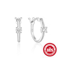 Four-Prong Zircon 925 Sterling Silver Hoop Earrings — decorative detail — jewelry finish and design detail