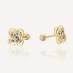 SE0324 S925Silver New Pure Silver Small Earrings New Chinese Style Women's Four-Leaf Clover Earrings Jewelry