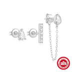 S925Sterling Silver Inlaid Diamond Star Moon Horse Eye Stud Earrings Hoop Earrings Hot-Selling Trendy Earrings Set