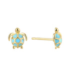 E0744 Jewelry Cute Earrings for Women Simple Gold-Plated Blue Resin Turtle Design Earrings