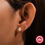 New925Sterling Silver Moonstone Inlaid Diamond Flat Head Threaded Piercing Ear Bone Stud Hot-Selling Earrings