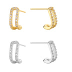 SE0173S925All-over Sterling Silver New Sweet Earrings Fashion Double-layer Half-circle Earrings for Women