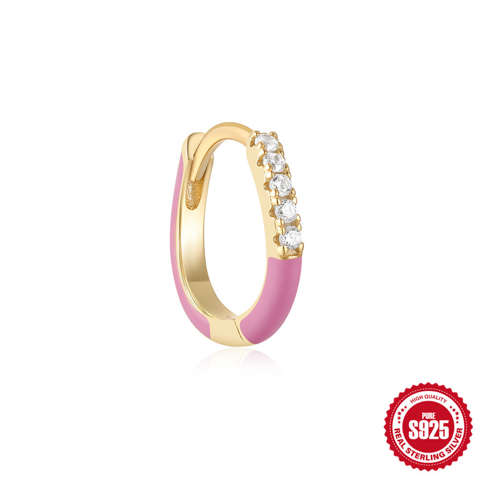 Sterling Silver925Oil Drop Irregular Hoop Earrings for Women Summer Colorful Dopamine Jewelry Earrings earring