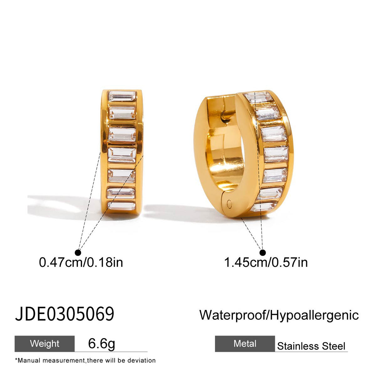 Stainless Steel Rhinestone Earrings Jewelry for Women Non-Fading Stud Earrings