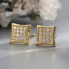 E0557 Simple Rural Style Four-sided Stud Earrings for Women Fashion Design Micro-inlaid Zircon Earrings