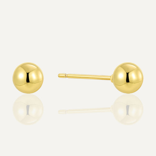 18K Gold-Plated Brass Beaded Round Stud Earrings with round design details