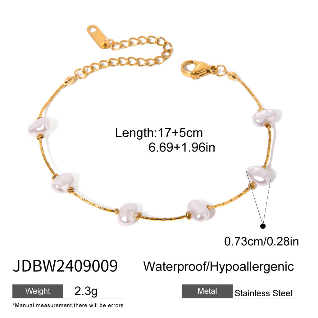 Imitation Pearl Bracelet Non-Fading Bow Jewelry Stainless Steel Accessories for Women