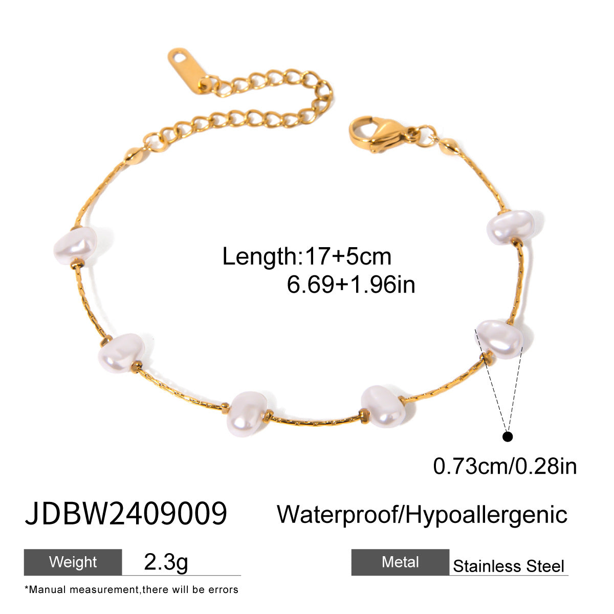 Imitation Pearl Bracelet Non-Fading Bow Jewelry Stainless Steel Accessories for Women