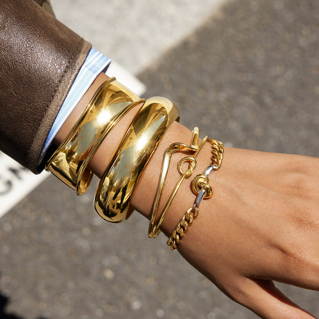 18k Gold Open Bracelet Jewelry Non-Fading Stainless Steel Accessories