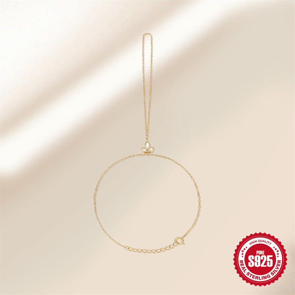 S925 Sterling Silver Inlaid Marquise Zircon Finger Bracelet For Women