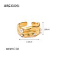 Gold-Tone Stainless Steel Pearl Ring with gold-tone stainless steel construction