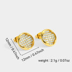 S925Silver Needle Fashion Micro Inlaid Four-Leaf Clover Earrings Simple Round Stud Earrings Jewelry