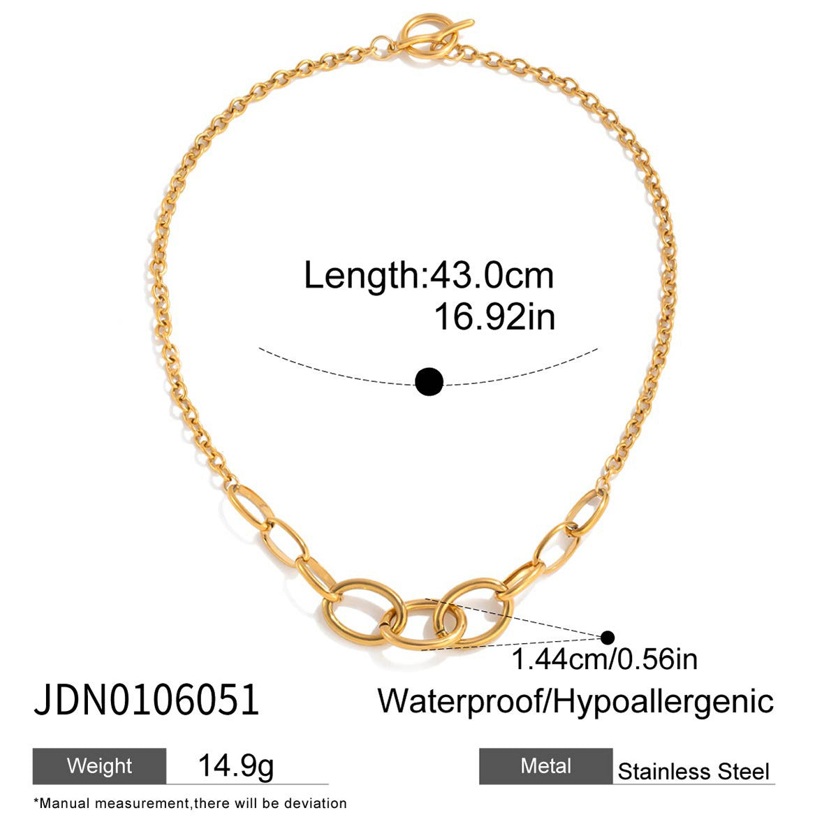 2H Stainless Steel Metal Chain Necklace Collarbone Chain Non-Fading Jewelry