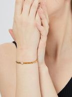 B0064Copper Inlaid Zirconia Gold-Plated Cuban Chain Bracelet for Women Classic Basic Single Diamond Simple
