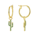 Gold-Plated Cubic Zirconia Cactus Drop Earrings — side profile