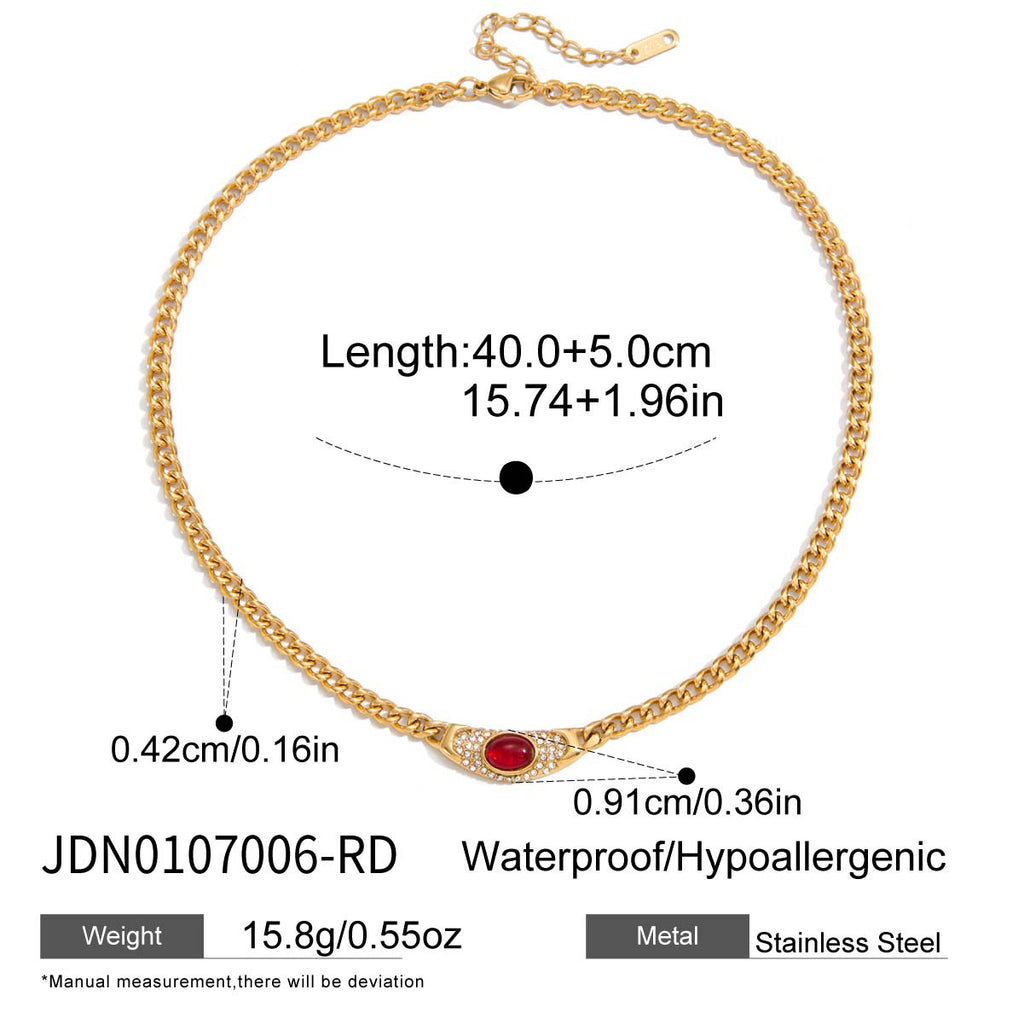 2H Stainless Steel Rhinestone Natural Stone Necklace Accessories Women's Collarbone Chain Jewelry
