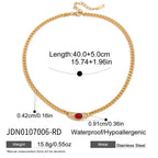 2H Stainless Steel Rhinestone Natural Stone Necklace Accessories Women's Collarbone Chain Jewelry